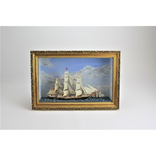239 - An Arthur Taylor scratch built model depicting a clipper ship in full sail contained in a gilt frame... 