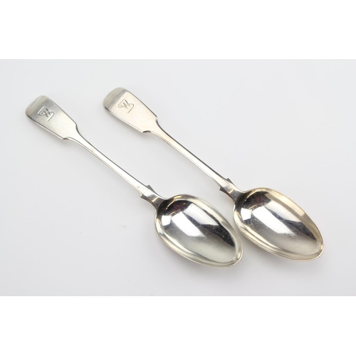 46 - A Pair of Fiddle Pattern Table Spoons by George Adams. London h. Weighing: 151g.