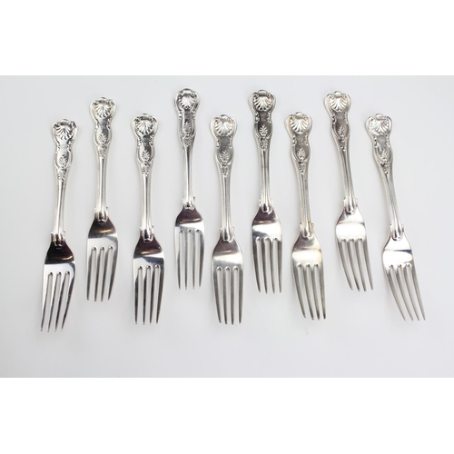 52 - 8 and 1 Silver Kings Pattern Desert Forks, Time marked 8. Weighing: 581g.