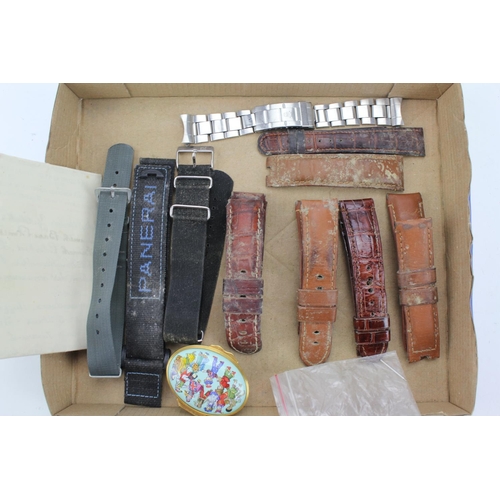 209 - A Collection of Panerai Leather Watch Straps As Found, along with a Pill Box & an Old Invoice.