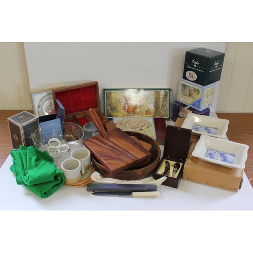 423 - A Box of Collectibles to include Swarovski Napkin Rings, Windsor Tumblers, Wooden Boxes, Bowl, Shred... 