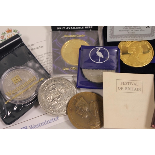 204 - A Collection of Royal Medallions & Coins to include a 1951 Festival of Britain Silver Crown in Box w... 