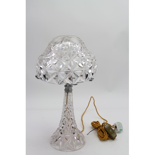 93 - A 1960s Cut Glass & Chrome Mounted Mushroom Table Lamp on swept out base.