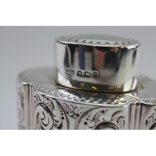 24 - A Victorian Silver embossed tea caddy, Sheffield E.
