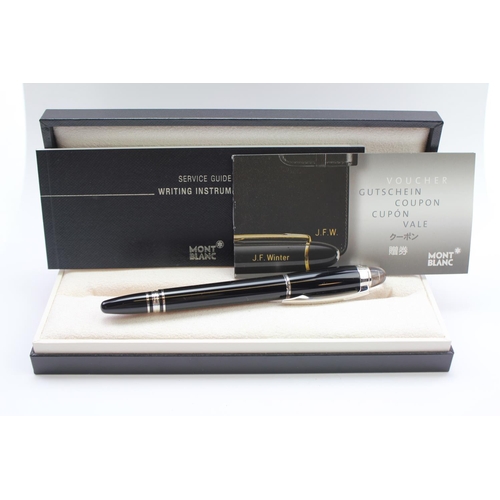 92 - A Montblanc Silver & Black Ball Point Pen in Original Box with Booklet.