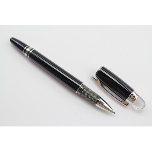 92 - A Montblanc Silver & Black Ball Point Pen in Original Box with Booklet.
