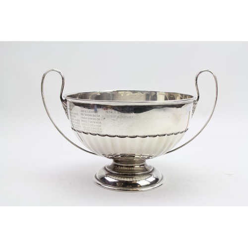 29 - A Silver large two handled trophy cup, with fluted decoration, the Donaldson Trophy for Roses, Sheff... 