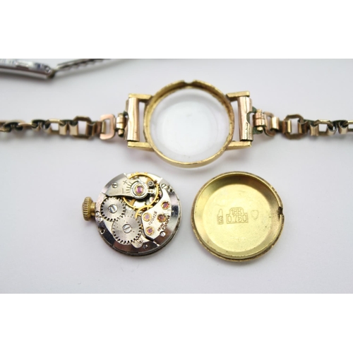 126 - A Ladies 18ct casing Gold Nevada cocktail Wristwatch with a rolled Gold strap.