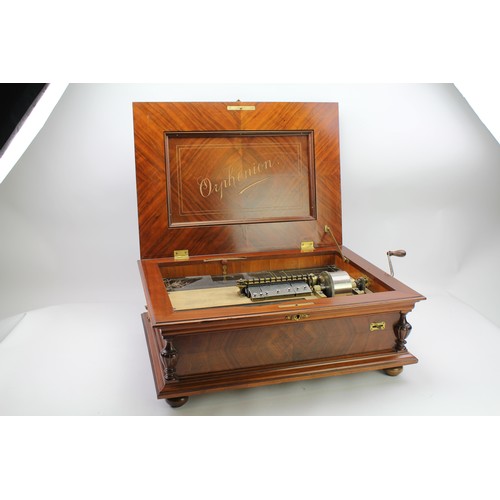 94 - An 18th Century mahogany Orphenion Music Box in full working order, along with various discs, fitted... 