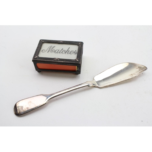 26 - A Silver Butter Knife 1832 along with a Silver match case.