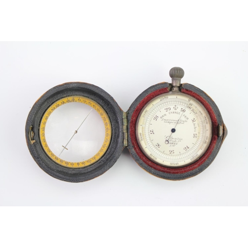 27 - A Silver cased improved scale compensated Barometer registration Number: 149175 in Original Leather ... 