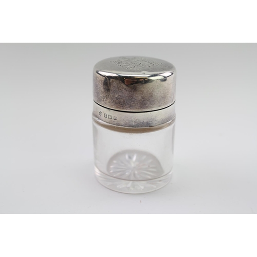 37 - A Silver Mounted Cologne Bottle and Stopper, Crested. Birmingham f.