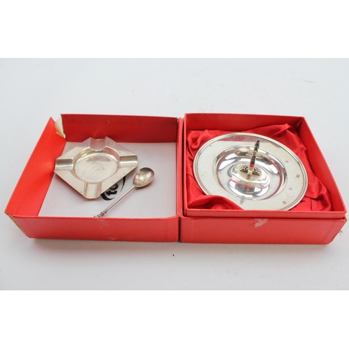 38 - A Goodwood Race Course Silver Ashtray with Crest in Original Box along with one other Ashtray and a ... 