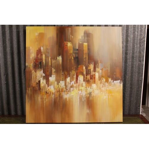 619 - Willfred, Born 1954, Oil on canvas in Pastel Shades depicting a Skyline, ex Whitewall Galleries. Mea... 