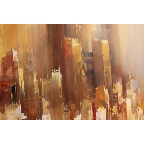 619 - Willfred, Born 1954, Oil on canvas in Pastel Shades depicting a Skyline, ex Whitewall Galleries. Mea... 