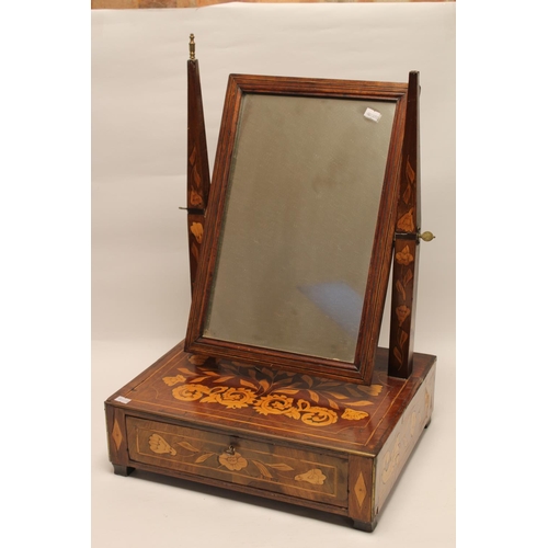 433 - Antique Dutch sycamore inlaid dressing table mirror.