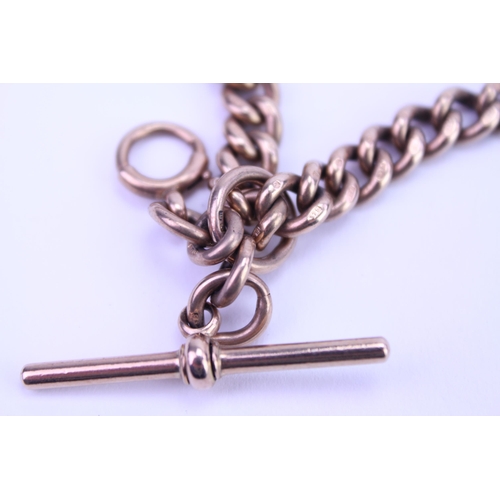 165 - A Possible Rotherham & Sons Gentleman's Heavy 9ct Rose Gold Albert with T-Bar. Each Link Marked. Mak... 