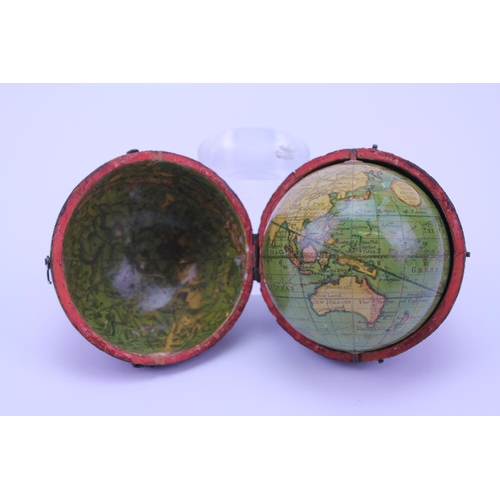 665 - An 18th Century Pocket Globe contained in a Shagreen Effect Case made by LANE, London 1818.