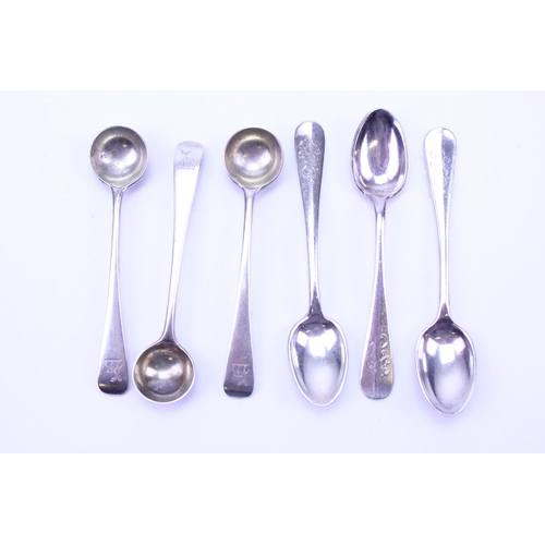 43 - 3 x Victorian Silver Mustard Spoons with Stag Crest along with other Tea Spoons.