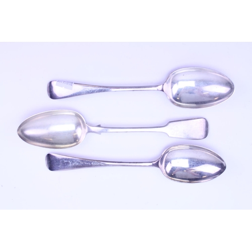 4 - 2 x Silver Old English Pattern Table Spoons along with a Georgian Fiddle Pattern Table Spoon. Weighi... 