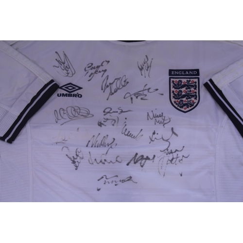 493 - A Signed & Framed England Shirt from the late 1999s/Early 2000s, Framed & Glazed.