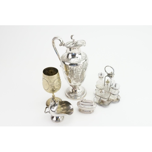 43 - A Piece Silver Plated Cruet Set, a Hot Water Jug along with various Silver Plate.