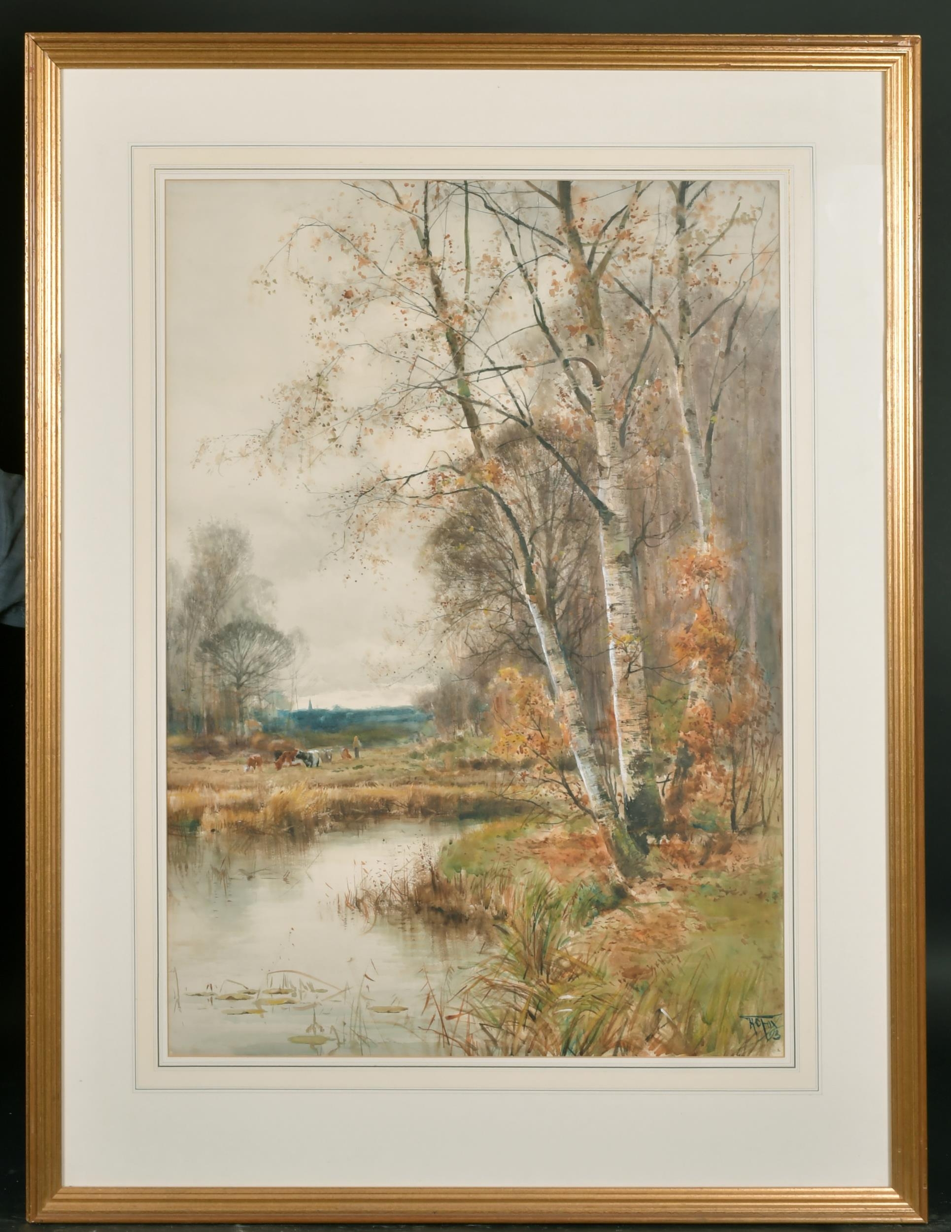 Henry Charles Fox (1855/60-1929) British. A River Landscape with ...