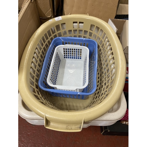 31 - 4 LAUNDRY BASKETS(NEW) & 2 SMALL BASKETS
