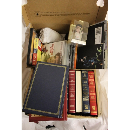 60 - SMALL BOX OF ELVIS MEMORABILIA & SMALL BOX OF NOVELS