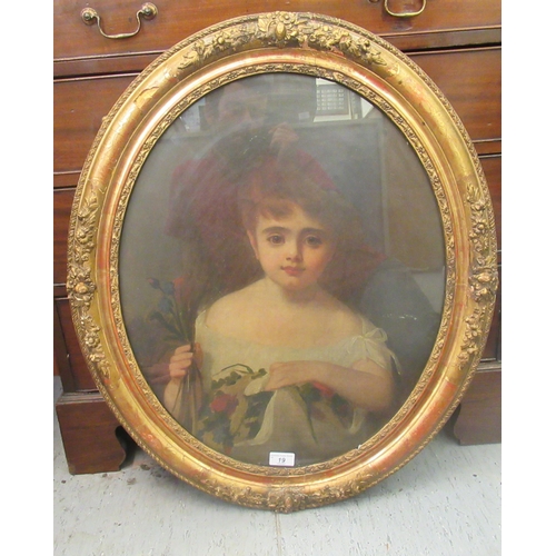 19 - Late 19thC British School - a head and shoulders portrait, a young girl  oil on canvas  23'' x 18.5