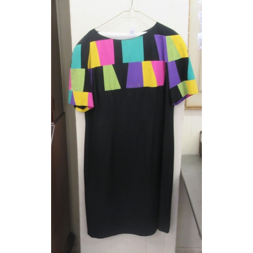 20 - A Louis Feraud black and multi-coloured silk and viscose dress  size 18
