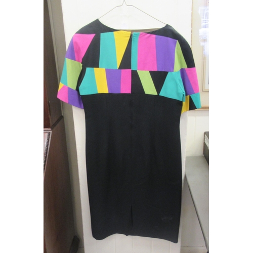 20 - A Louis Feraud black and multi-coloured silk and viscose dress  size 18