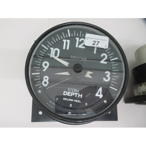 27 - A Harland & Wolff submarine depth indicator; and a Smith's submarine trim indicator 