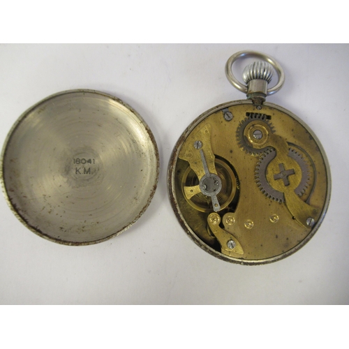 35 - A World War II German KM Oberon nickel plated steel pair cased pocket watch, formerly the property o... 