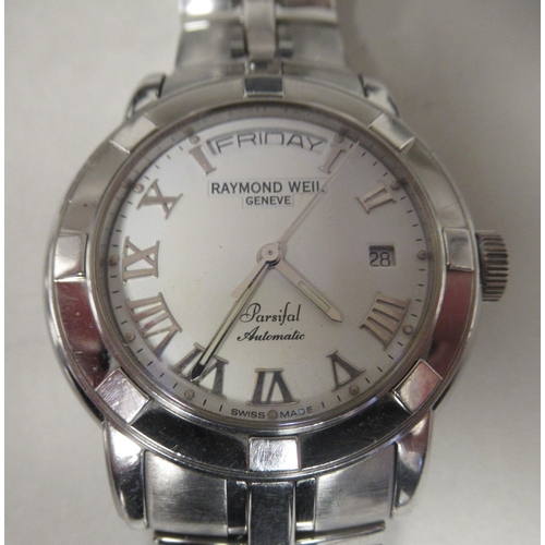 46 - A Raymond Weil, Paris, Jal stainless steel cased and strapped automatic wristwatch, faced by a Roman... 