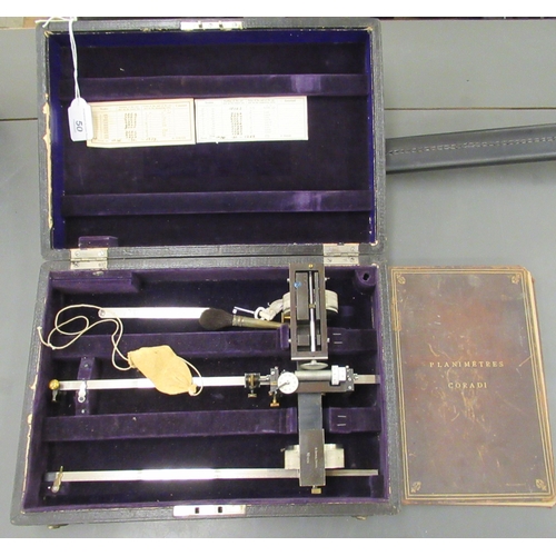 50 - An early/mid 20thC Planimeter, model no. 1259 by G Coradi, Zurich  cased