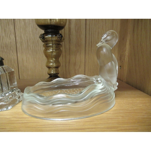 8 - Glassware: to include a Verlys of France soap dish, surmounted by a duck  4