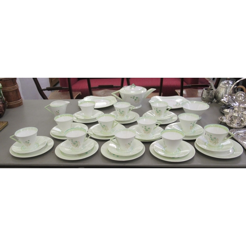 27 - An Art Deco Shelley china tea set, each decorated in patterns, no Rd756533 with additional painted m... 