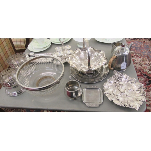 5 - 20thC silver plated and pewter tableware: to include a cruet egg cup; a three piece Tudric tea set; ... 