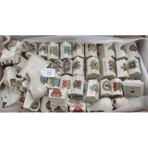 11 - Crested china: to include a Harwich gypsy caravan