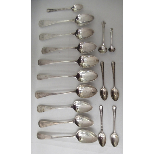 28 - Silver tea and condiment spoons: to include Georgian example  mixed marks