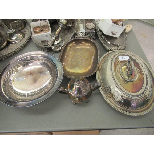 29 - Silver plate: to include a late Victorian tureen and cover with cast gadrooned ornament  12