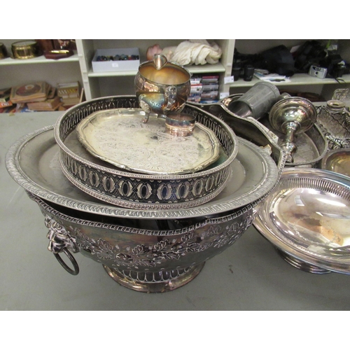 29 - Silver plate: to include a late Victorian tureen and cover with cast gadrooned ornament  12
