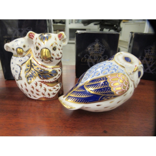 51 - Six Royal Crown Derby china paperweights: to include an Australian Collection koala bear and baby  4... 