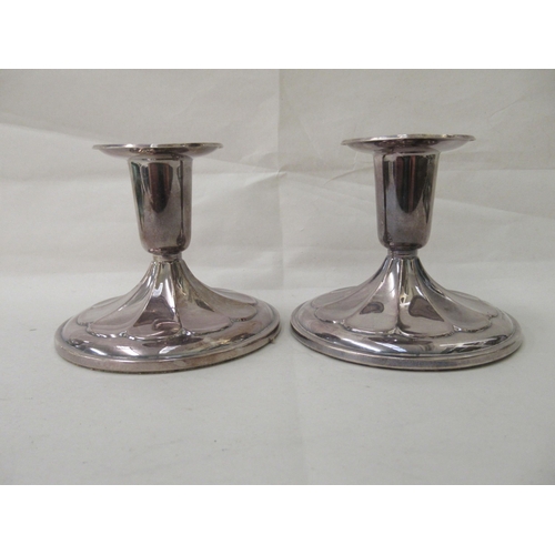 48 - A pair of loaded Sterling silver dwarf candlesticks  stamped Sweden 925  3
