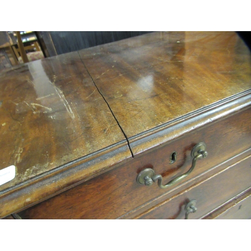 1 - A George III mahogany dressing chest with two short/three long drawers, raised on bracket feet  32