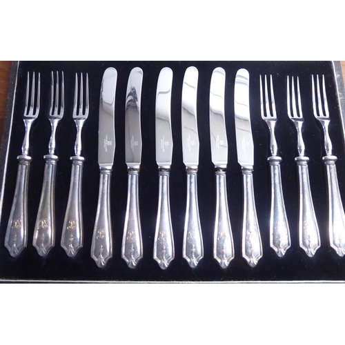 32 - Sheffield and other plated cutlery and flatware with stainless steel blades  various patterns