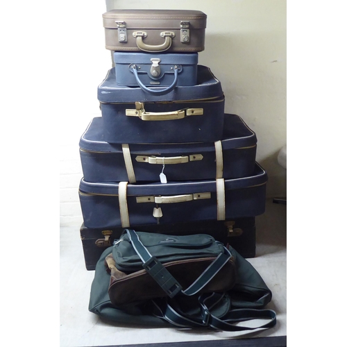 61 - 20thC luggage, bags and small travel cases: to include examples retailed by Harrods  various sizes