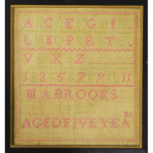 Maryann Brooks Aged Eight Years Cross Stitch Sampler Jesus Permit Thy Gracious Name To Stand As