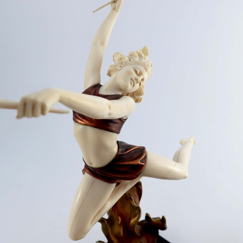 Ferdinand Preiss Cold Painted 'The Flame Leaper' Art Deco Bronze Lady Onyx 